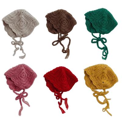 Stylish Handmade Knit Bonnet for Babies Soft and Cosy Toddler Hat Handmade Hook Flower Ear Protections Cap Warm Headgear