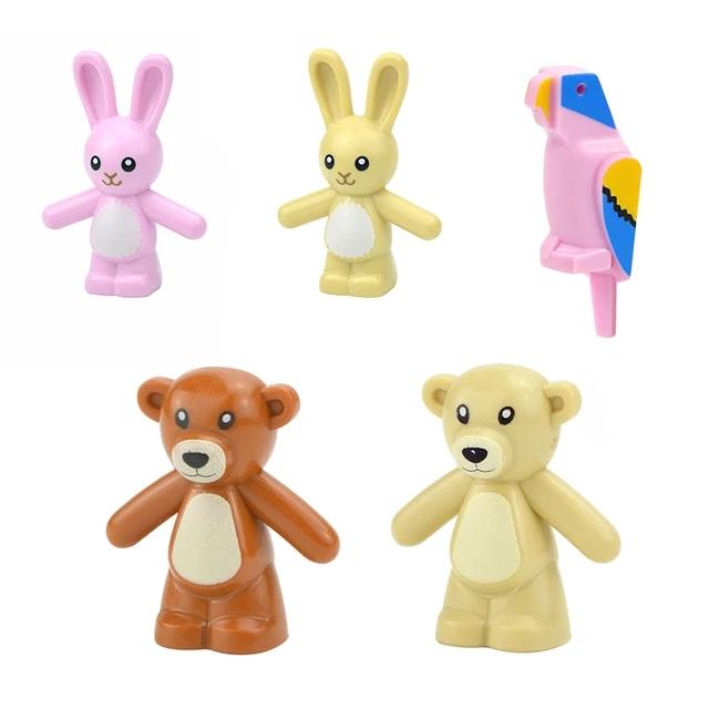 MOC Animals Building Blocks Flamingo Swan Otter Cat Dog Pug Chick Duck Eagle Sheep Owl Rabbit DIY Model Brick Toys for Children