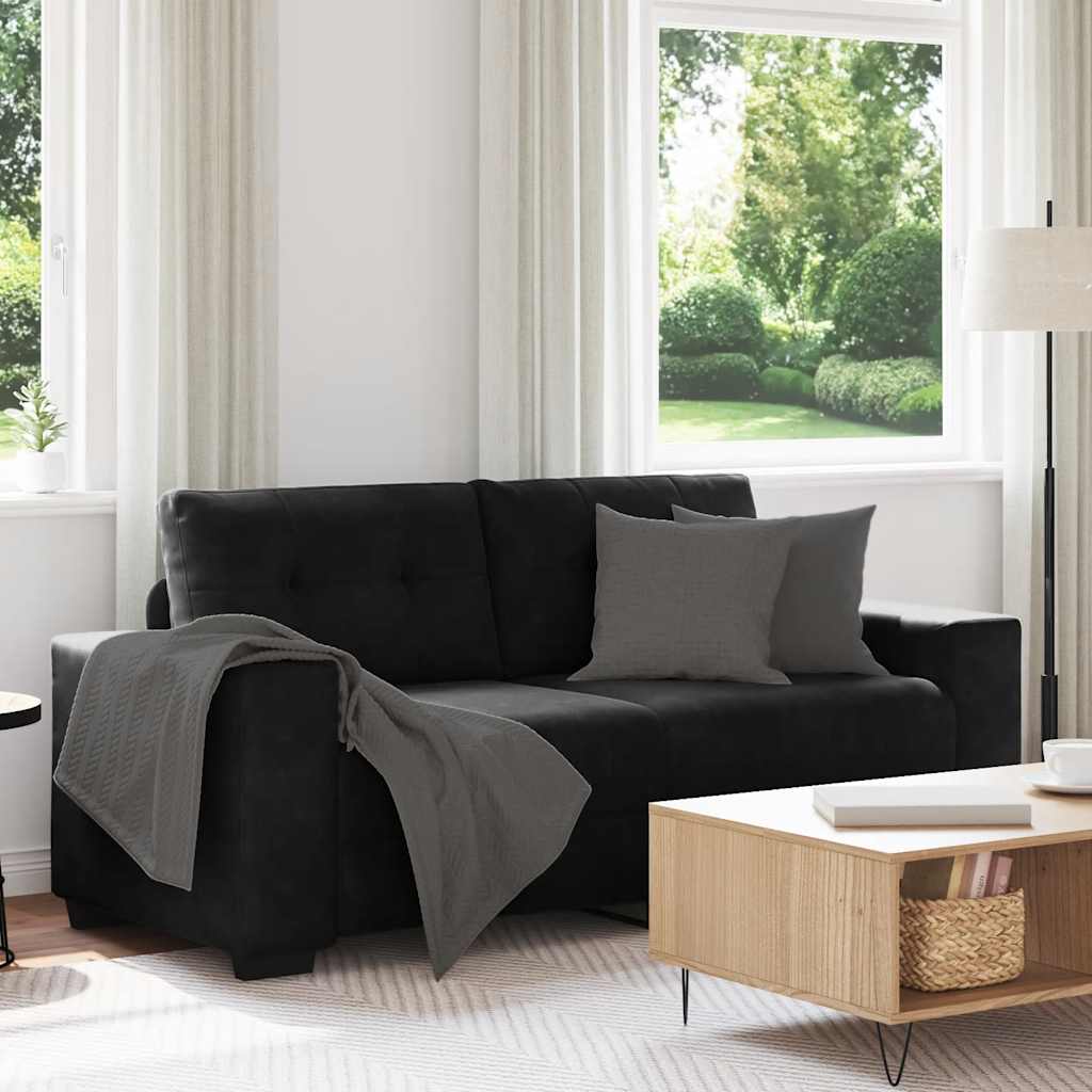 Two Seater Sofa Black 180x77x82 cm Velvet