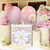 6.56ft Daisy Round Top Arched Backdrop Covers for Birthday Party Pink Arch Covers Stretchy Fabric Backdrop Baby Shower Decor
