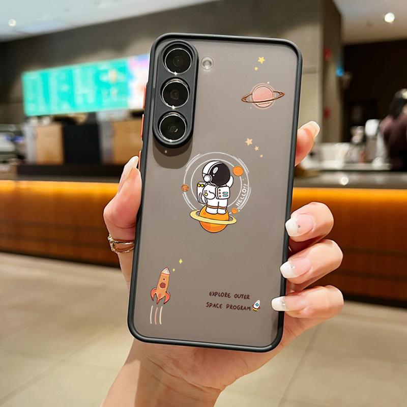 

Чохол для телефону з мультяшним візерунком астронавта для Samsung S25 S24 Fe S22 Plus Ultra S23 S21 A56 A36 A55 A16 A54 A35 A52 A25 A15 A14 5g A32 Матовий жорсткий чохол Samsung Galaxy S24 рожевий
