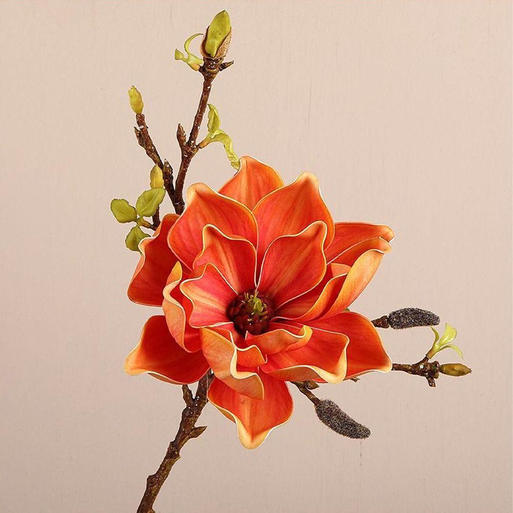 Floral Art Artificial Magnolia Branch Real Touch Artificial Orchid Flowers  Outdoor Garden Decor