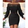 Women Lace Tight Fitting Dress Fashion New Arrival Black Lace Stitching Tight Fit Dress
