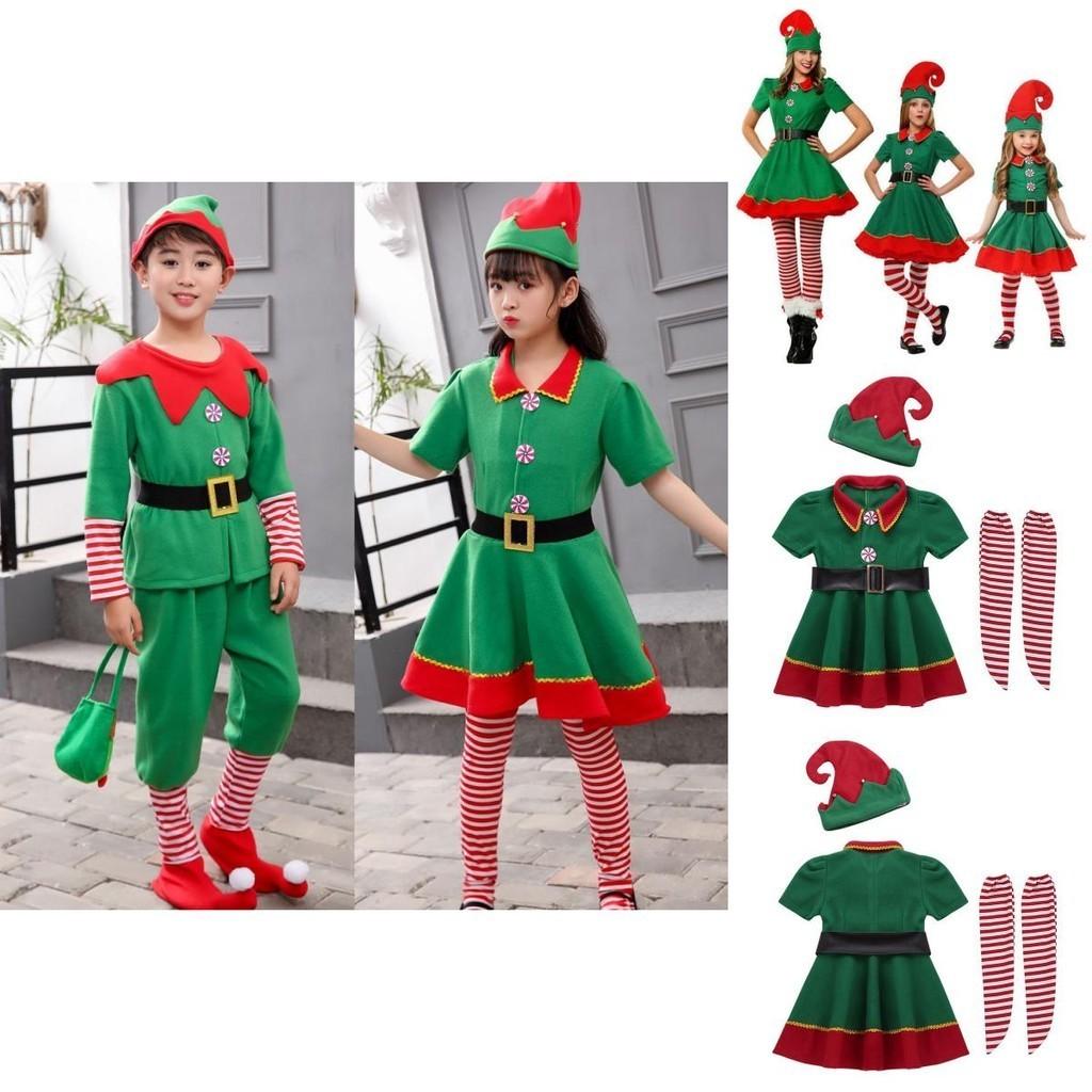 Festive Green Elf Santa Claus Costume For Adults And Kids Perfect For Family Christmas Celebrations