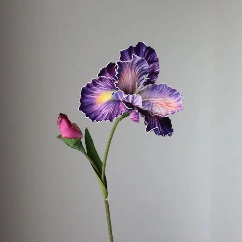 5Pcs/Lot 3D Printed Artifiical Iris Flower Wedding Decoration Floral Party Table Flower Arrangement Home Decor Fake Flowers Iris