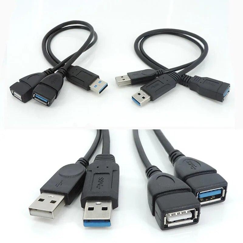 USB 3.0 2.0 Male female To Dual USB 3.0 2way male Female Jack Splitter 2 Port USB Hub Data Cable extend Cord For Laptop Computer