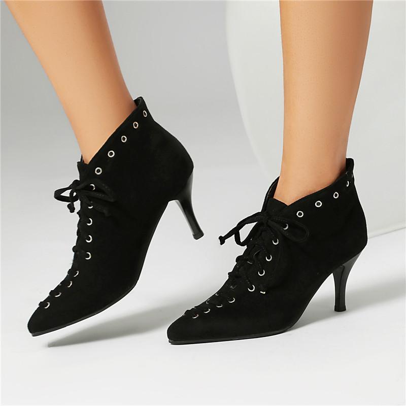 Women's High-heeled Short Boots Autumn and Winter New Thick-heeled Large-size Splicing Casual Versatile Short Boots