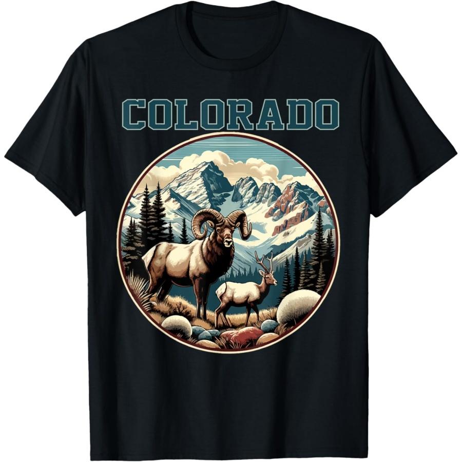 Горная футболка с изображением дикой природы Скалистых гор, барана-толсторога, сувенир из Колорадо XXXXXL