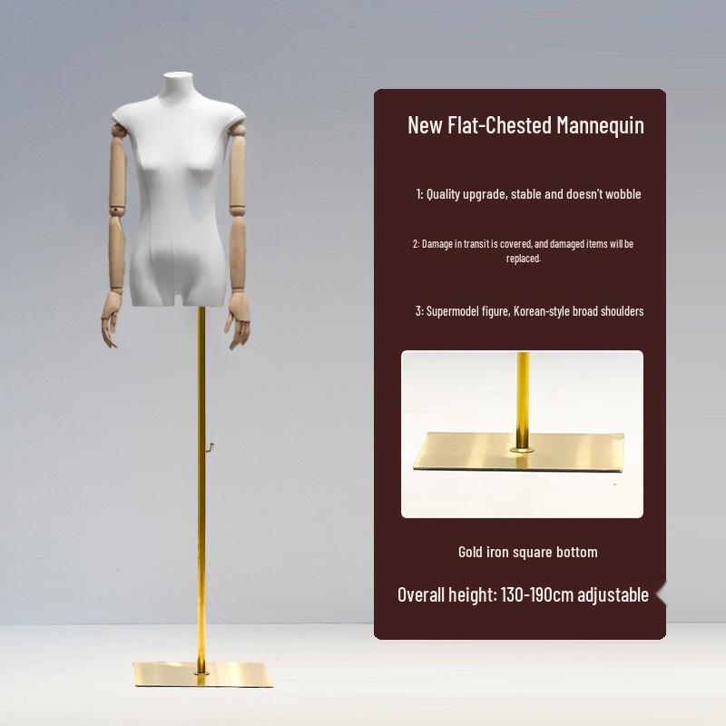 Korean Style Flat Body Female Mannequin with Wide Shoulders for Women's Clothing Display