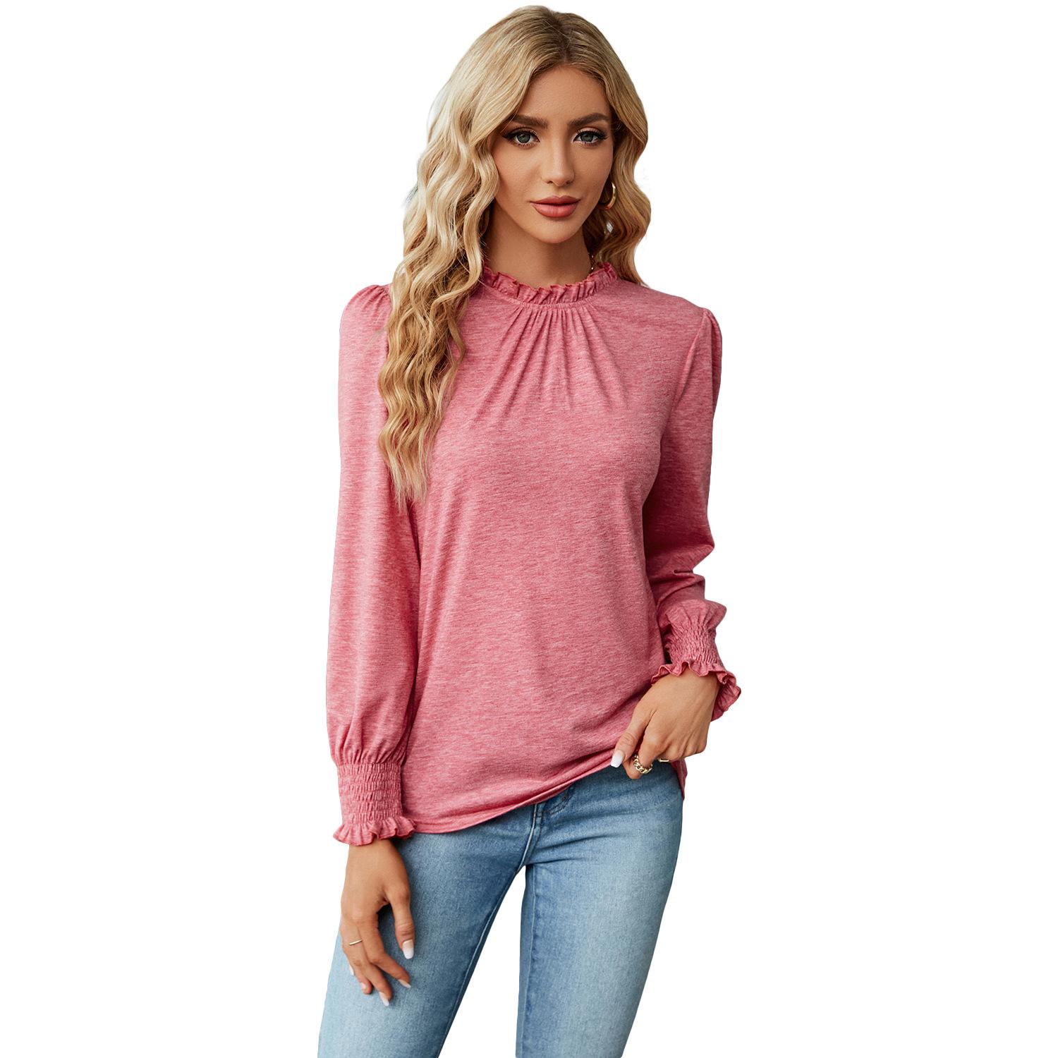 

Женская новая универсальная рабочая футболка с длинным рукавом для отдыха на все времена года, сексуальная, красивая, свободная XXL розовый