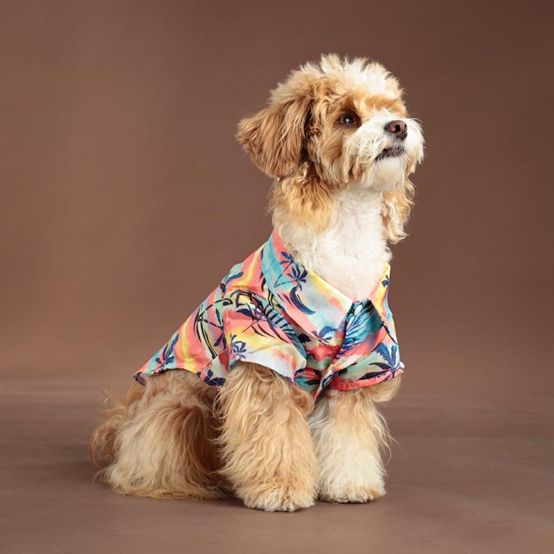Hundebekleidung Hawaiianischer Blumenprint Strandhemd
