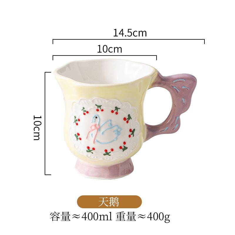 Ceramic Cup Water Cup Household Creative Mug Wind Breakfast Cup Large Capacity High Value Cute Milk Cup