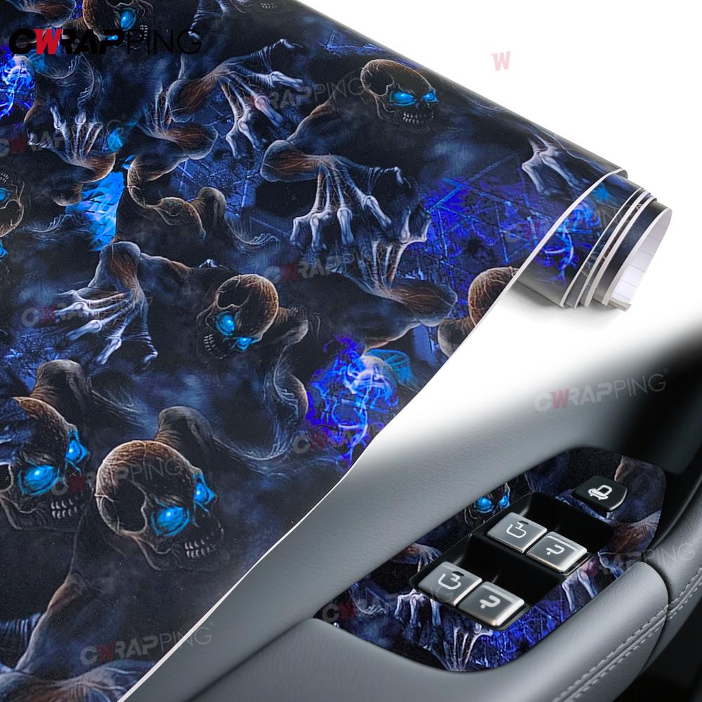 Autocolante Craniu pentru Motocicletă Autocolant Decal Mașină Cască Vinil Căști Auto Bicicletă Piese Adezive Jdm Accesorii Motocicletă Albastru