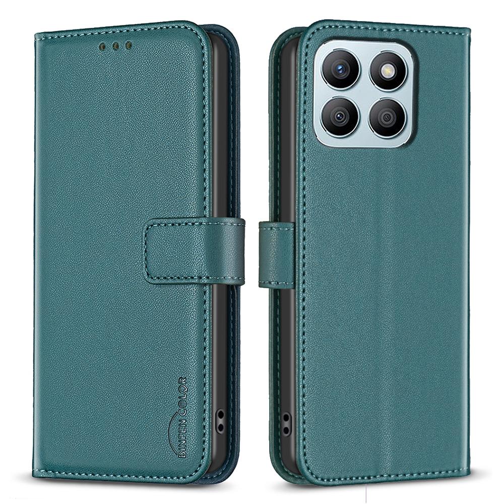 

BINFEN COLOR BF17 For Honor X8b 4G Leather Phone Case Cover with Wallet Stand Green