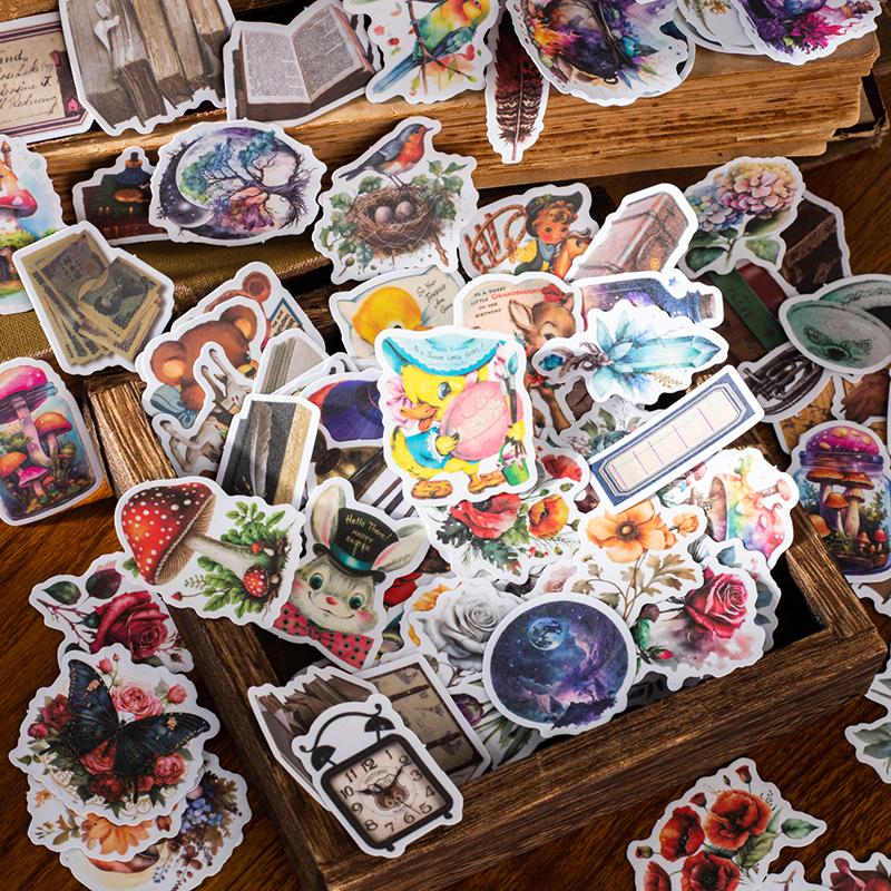 Journamm 100pcs/box Cute Plants Mini Box Stickers DIY Scrapbooking Materials Decor Junk Journal Kawaii Stationery Label Sticker