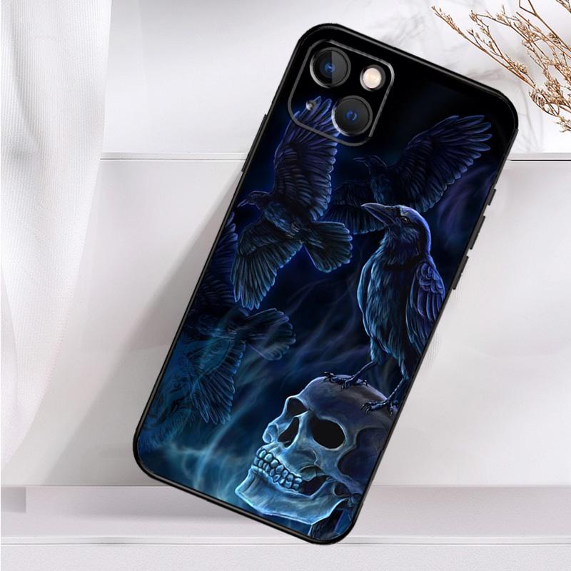 

Чехол с защитой от ударов Ворон Ворона Темный Череп для iPhone 17 11 14 15 16 Pro Max Plus 12 13 Mini 16e 17 Air Чехол для телефона iPhone 13
