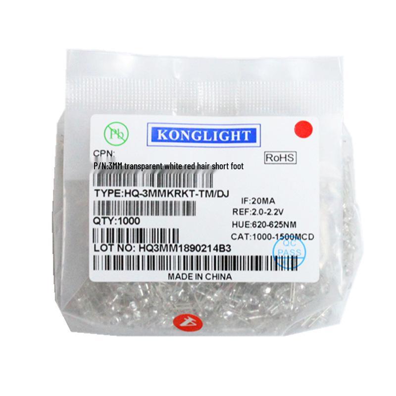 3mm Round LED Beads - Red, Blue, Emerald Green Through-Hole Indicator