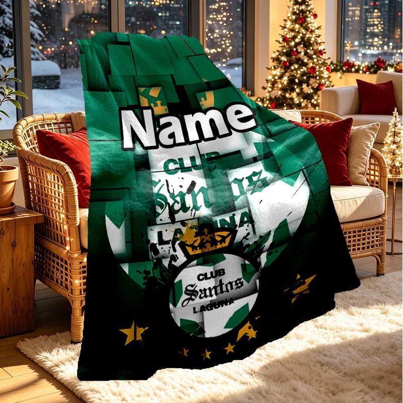 Custom Name Personalized Club Santos Laguna Print Blanket, Home Decor, Bedroom, Sofa, Camping, Couch, Gifts for Birthday Christmas