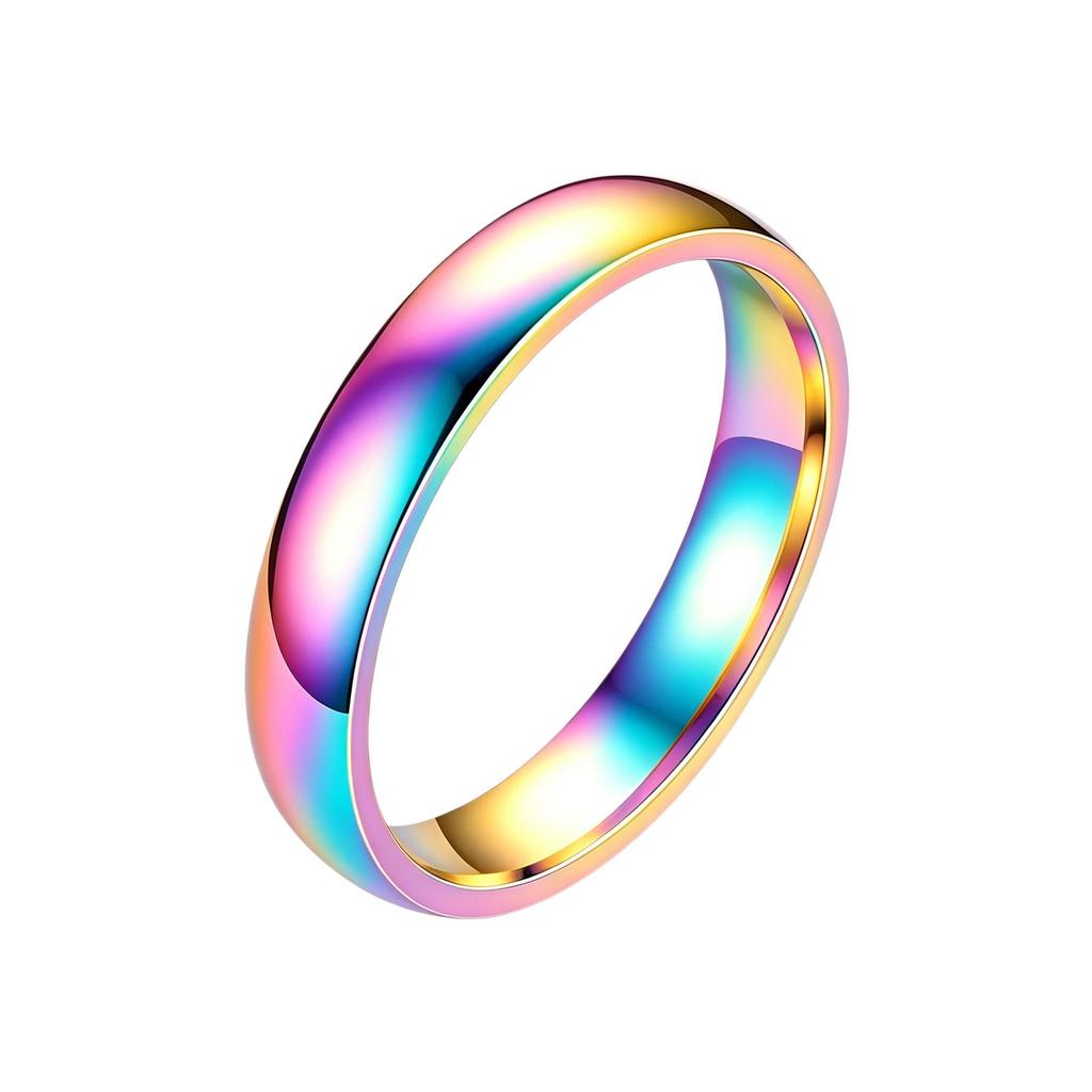 Korean Style 4MM Colorfast Stainless Steel Couple Ring for Women