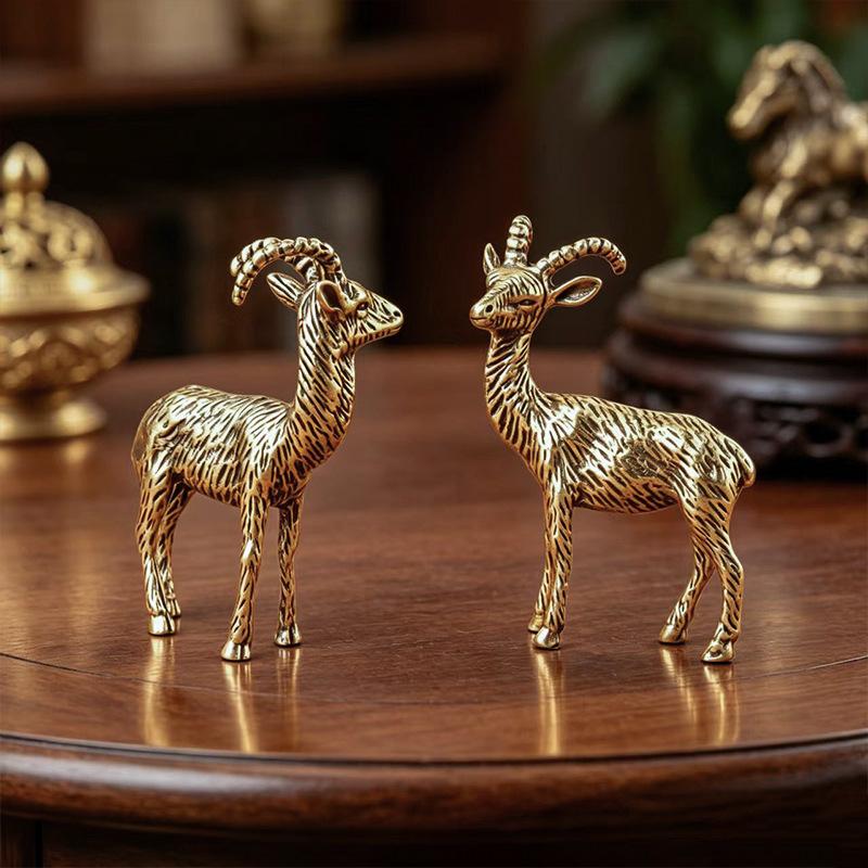 Brass Goat Small Ornament Antique Copper Zodiac Animal Sheep Miniature Figurines Home Decoration Accessories Desktop Decor