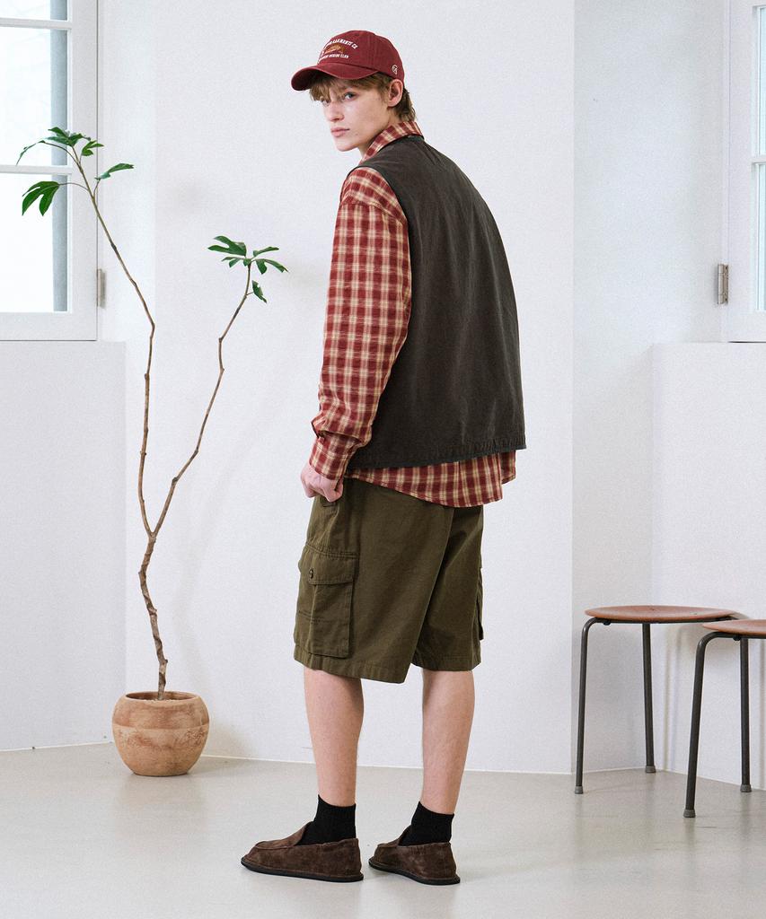 Helement Pigment Cotton Vest (Charcoal)