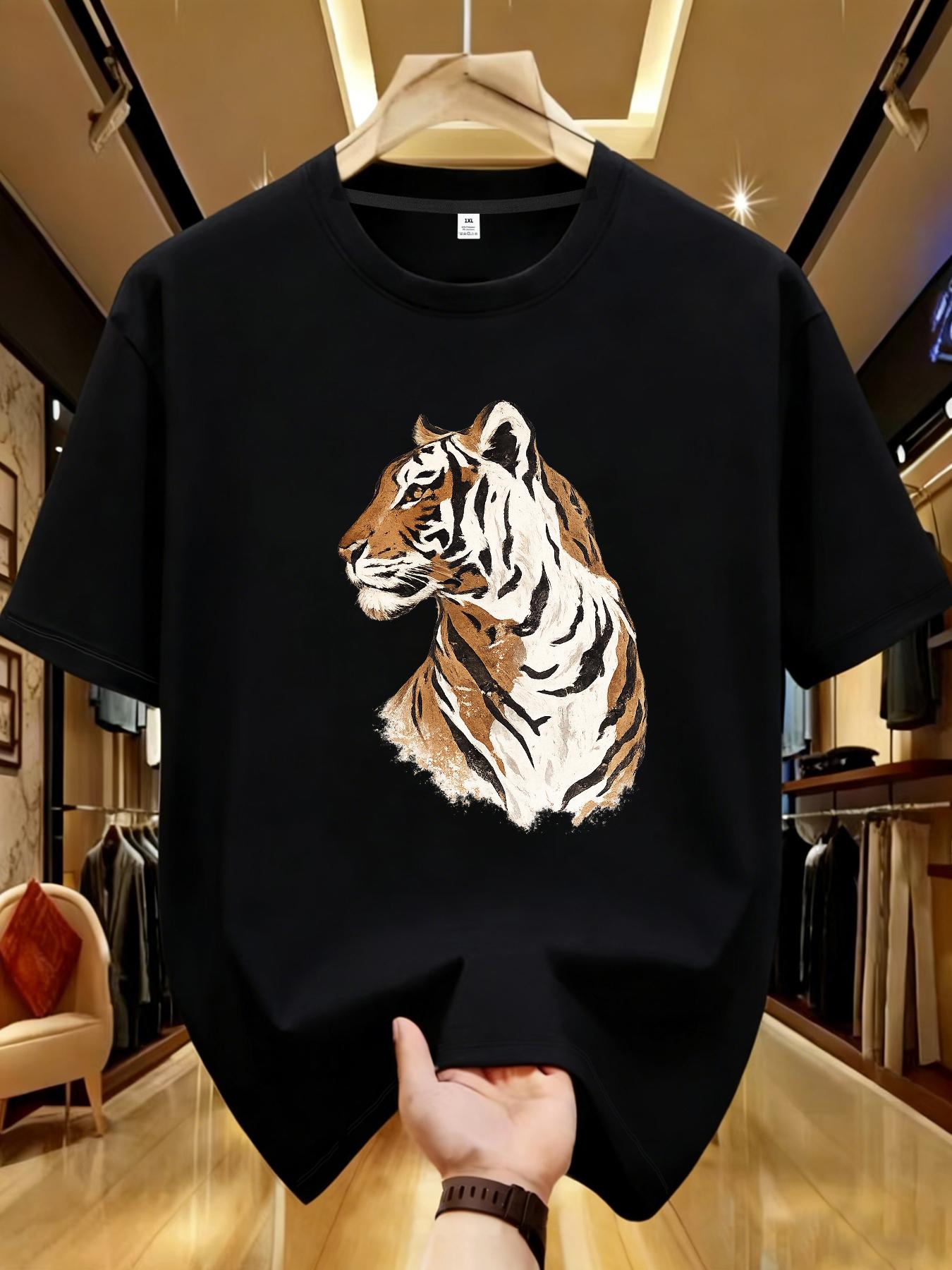 Tiger print plus size women s round neck T-shirt summer casual street fashion women s Joker short sleeve T-shirt XL чёрный