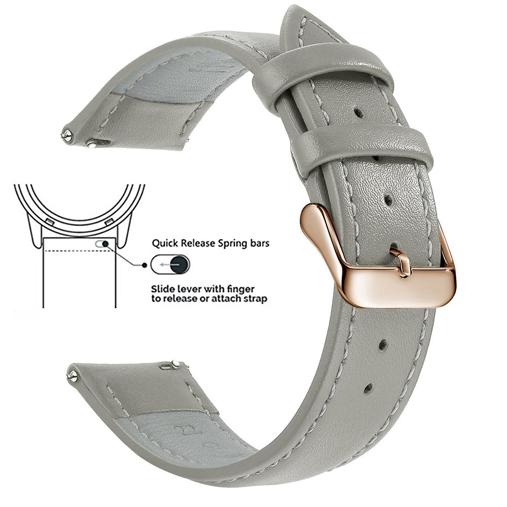 Echtes Lederarmband aus Narbenleder, Schnellverschluss 18mm/20mm/22mm Uhrenarmbänder, Passend für Samsung Galaxy Watch, Garmin Huawei Watch