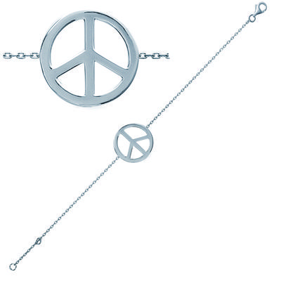 [K3436] - Silver 'Peace' Silver Bracelet - 20 Mm