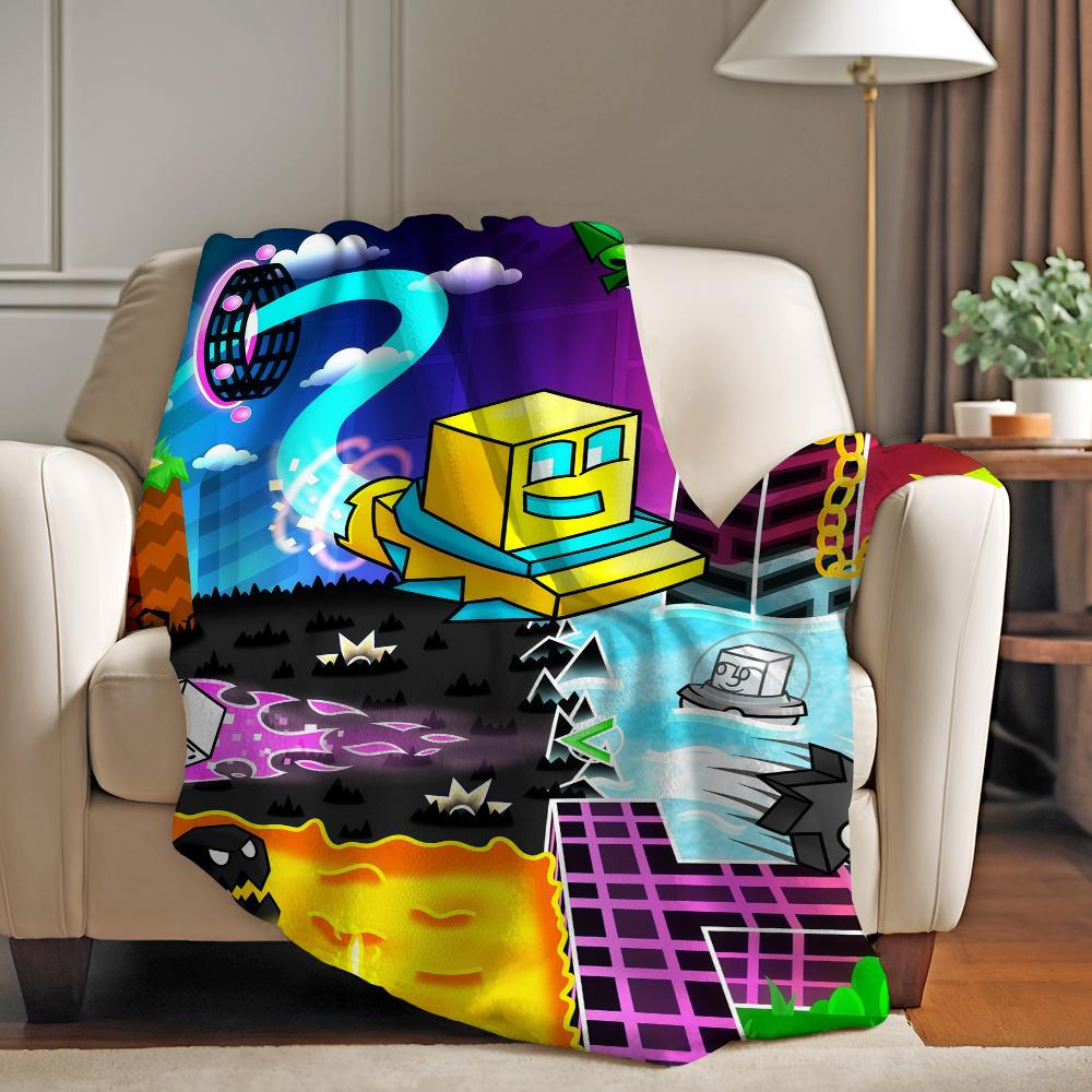 Video game G Geometry D Dash Blanket For Sofa Office Bed Plane Travel Sleep Read Relax Camping Soft And Warm