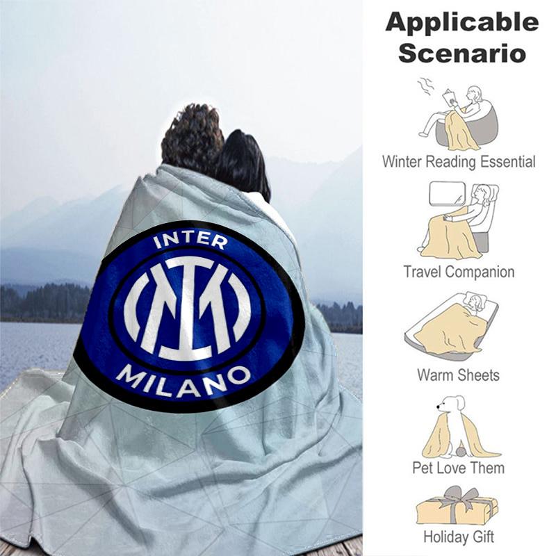 Inter Milan Football Club Logo Blanket Camping Trip Home Decor Digital Printing Outdoor Plush Blanket Bedroom