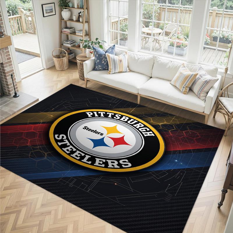 Tappeto in Cristallo di Velluto Design Pittsburgh Steelers Accogliente Non?Tappeto Stampato Antiscivolo per Camera da Letto Soggiorno Ingresso