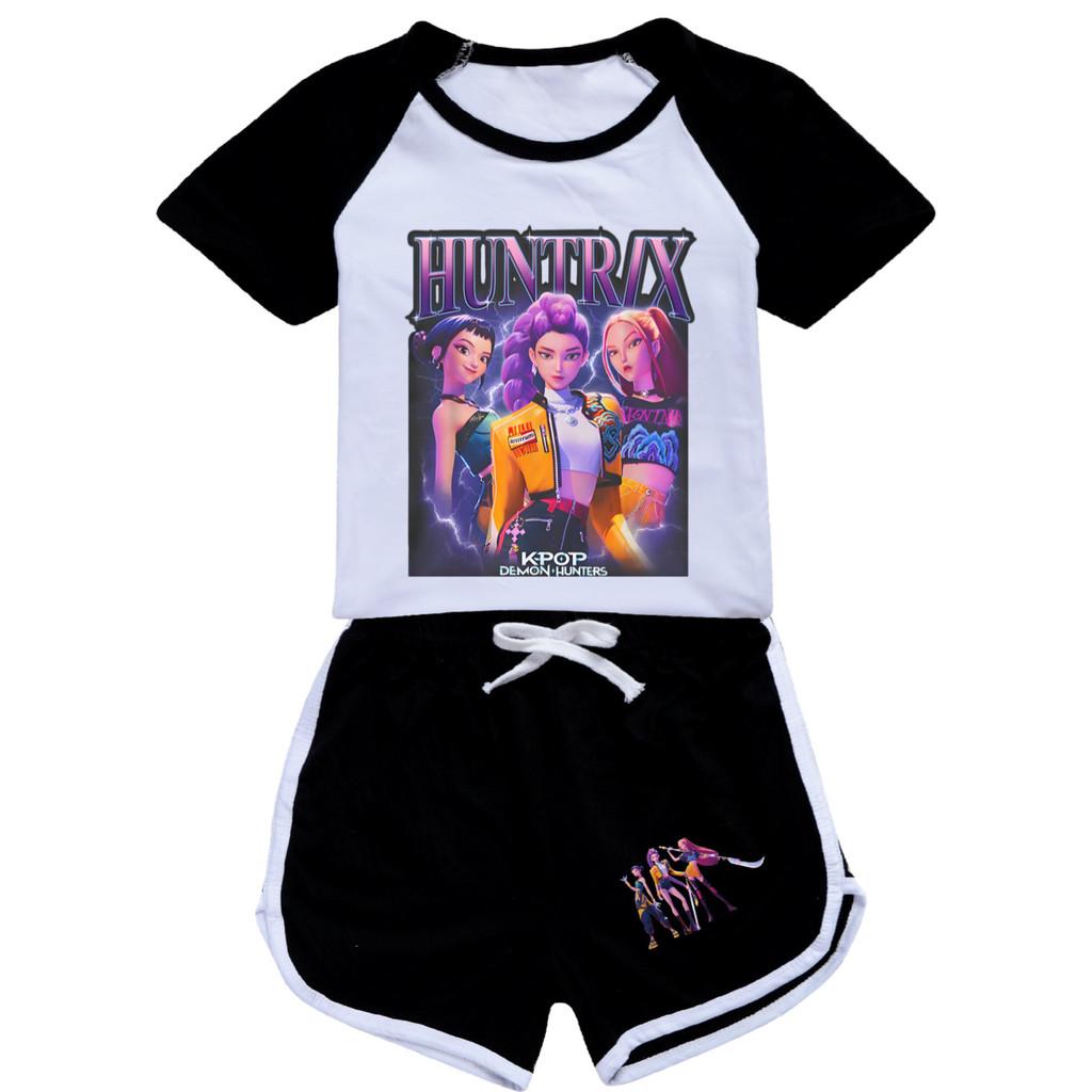 5029 Kids Girls POP Rumi Zoey Mira Print T-shirt Shorts Sport Tracksuit Clothes Set