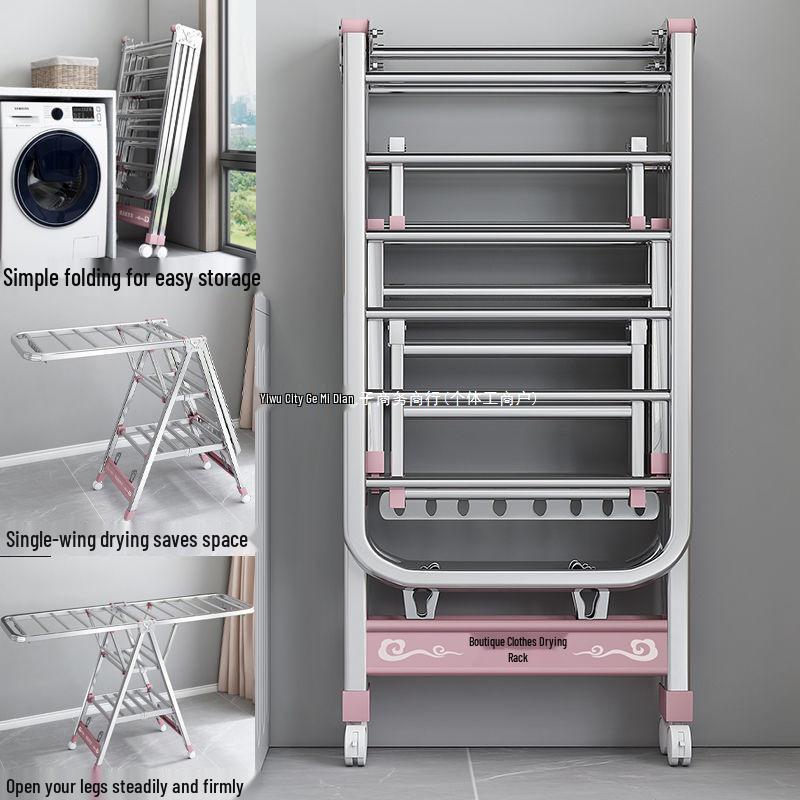 Foldable Stainless Steel Clothes Rack for Indoor/Outdoor Use
