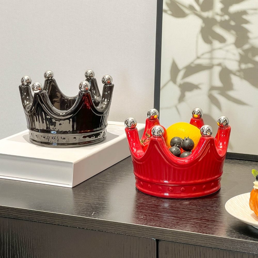 Ceramic Crown Fruit Tray with Fork Rustproof Dessert Salad Fork Home Gatherings