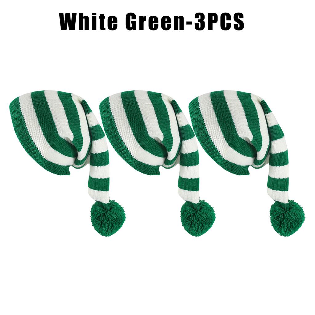 Christmas Unisex Knit Stocking Cap Euro Style Long Tail Pom Pom Elf Hat Festive Winter Accessory Gift
