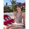 Women's 2 Piece Vintage Gingham Plaid Halter Bikini Set High Waisted Boy Short Tummy Control Cute Swimwear