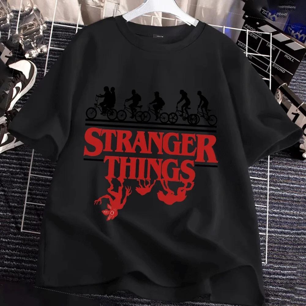 Koszulka Rodzinna Stranger Things, Klasyczna Sylwetka Rowerów i Demogorgon, Idealna dla Fanów Serialu, Wygodna