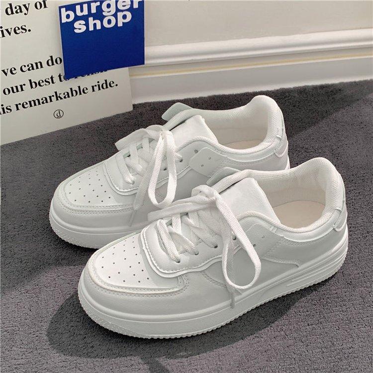 

Fashion Gradient Color Flat White Shoes for Women Luxury Thick Soled New Lace Up Board Shoes Students Casual Platform Sneakers Canvas 35 белый