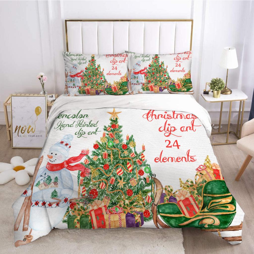 Digital Printing Christmas Bedding Digital Three-Piece Holiday Bedding Accepted