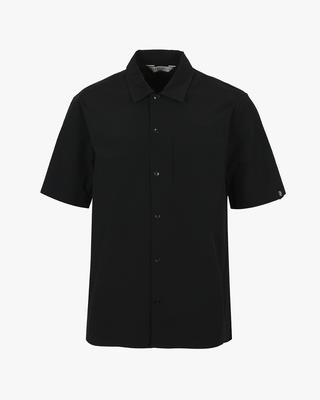 PERRY ELLIS Men'S Woven Flex Short Sleeve Shirt_Pe3Immsh01 [Black]