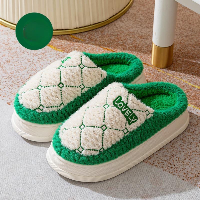 Thick Soled Cotton Slippers for Home Warmth and Non-slip