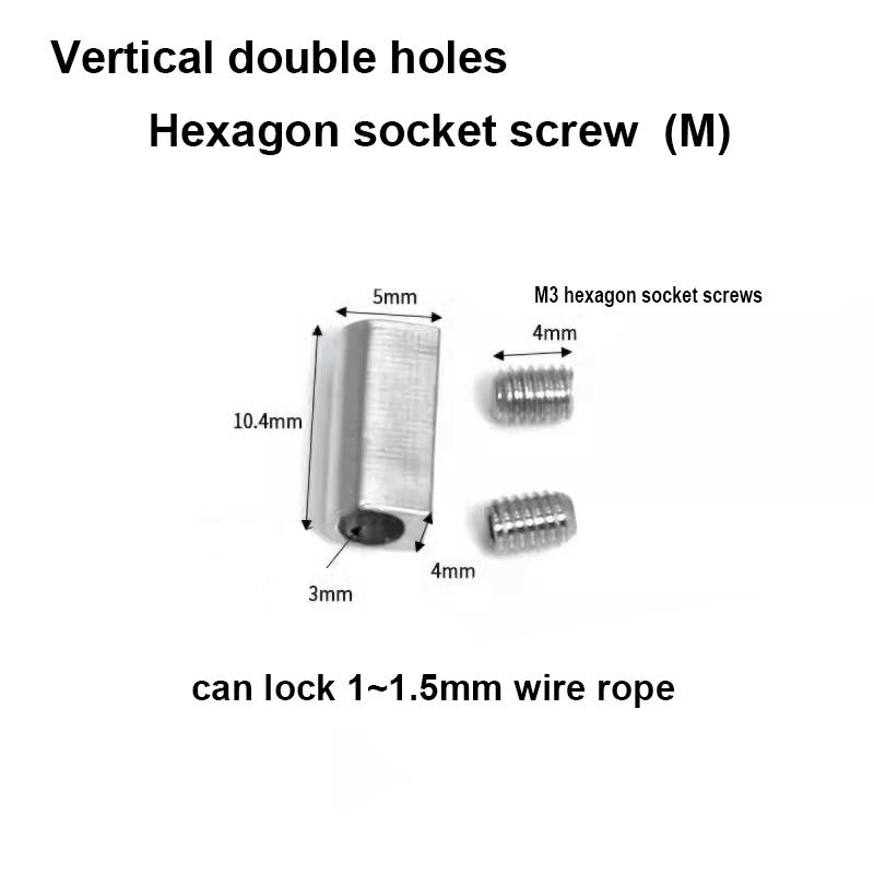 

1-4 мм регулируемый стальной трос с пряжками, зажим для DIY лампы, подвесные зажимы, телескопические зажимы с резьбой с двойным отверстием typeF 10pcs