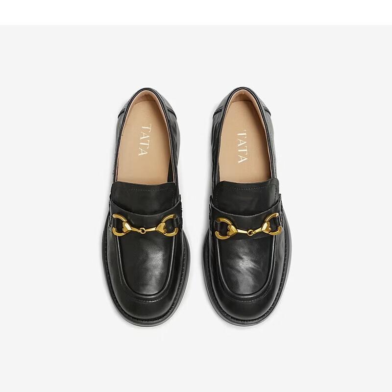 TATA Women's Chunky Sole British Style Slip-On Loafers