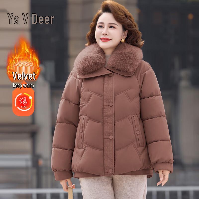 Yalu Women's Winter Lapel Cotton Padded Jacket for Middle-Aged