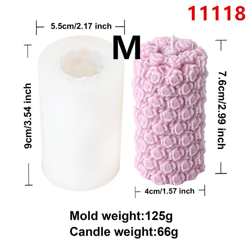 3D Rose Flower Ball Candle Silicone Mold DIY Gypsum Aromatherapy Resin Soap Mould Valentine's Rose Column Gift Home Decor