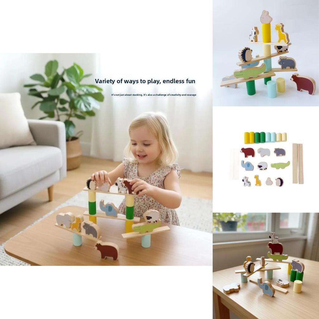 Wooden Animal Balance Stacking Blocks For Kids Educational Parent Child Play
