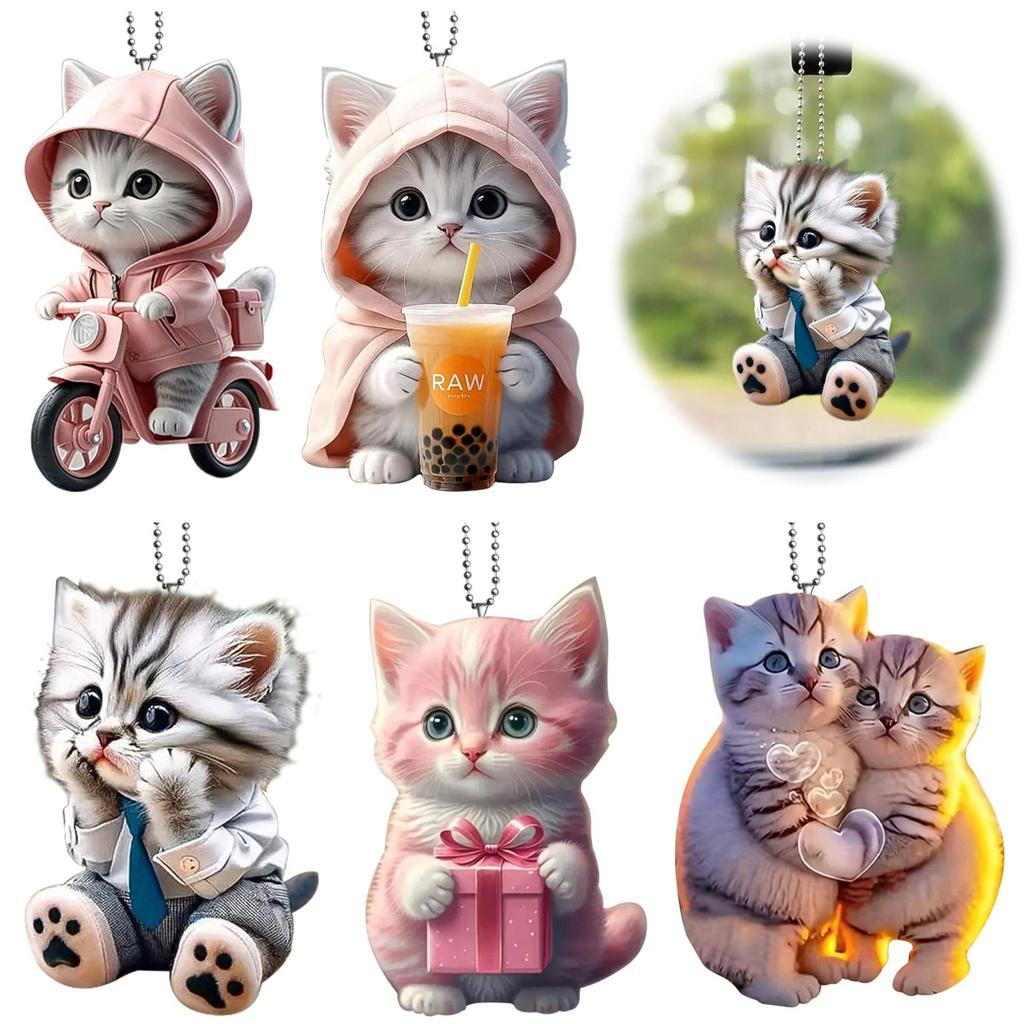 Acrylic cute cat pendant 1PCS plush toy car interior car hanging backpack keychain gift