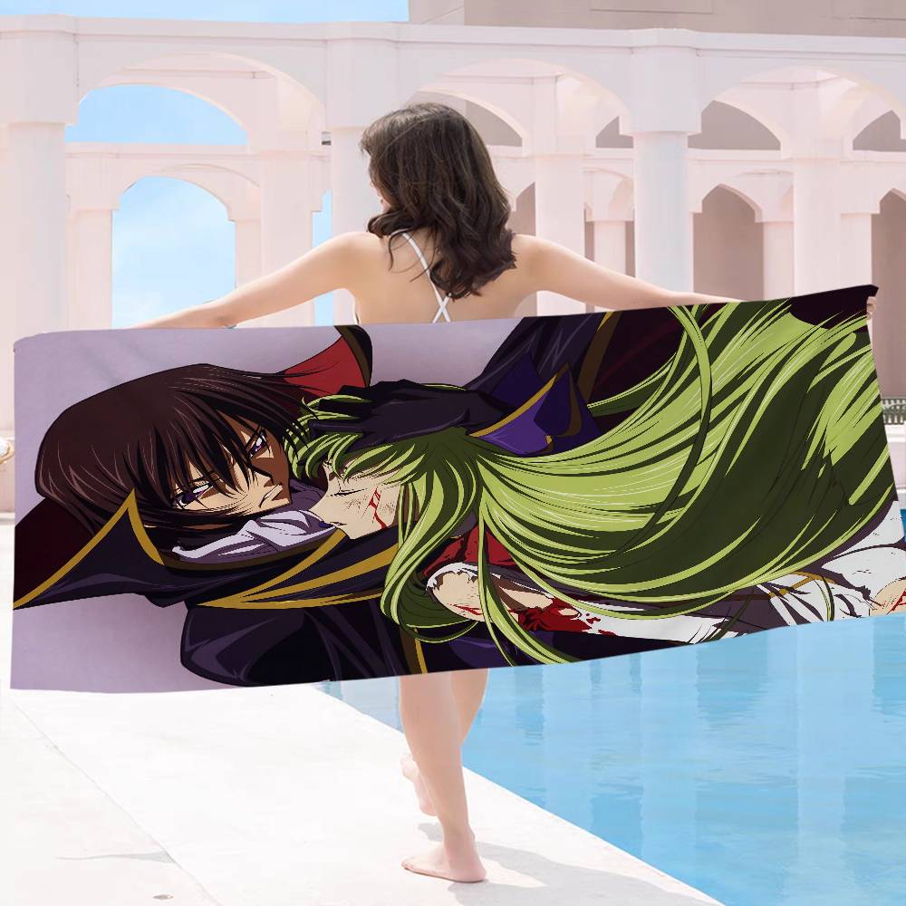 Anime Code G-Geass Bath Towel Microfiber Soft Water Absorbing Breathable For Girl Kids Decorative Cartoon Beach Towel