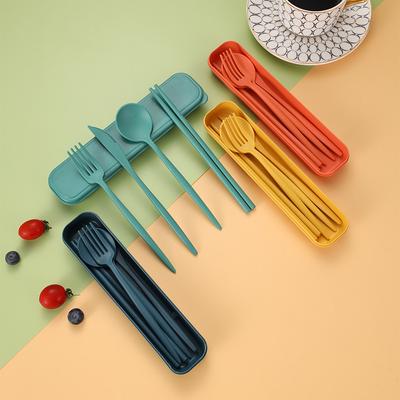 Stoviglie portatili Set da 4 pezzi Set di stoviglie da campeggio per studenti all'aperto con coltello, forchetta, cucchiaio e bacchette