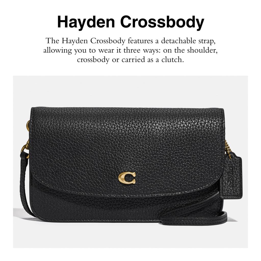 Coach Polished Pebble Leather Hayden Crossbody One Size Women's Bag, Black,